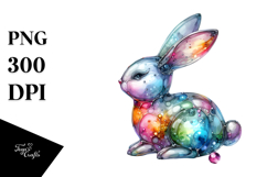 Colorful Wood Bunny on Splashy Background PNG Product Image 1