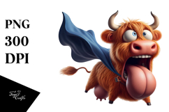 Highland Cow with Superhero Cape, Transparent PNG Product Image 1