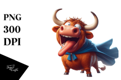Highland Cow with Superhero Cape, Transparent PNG Product Image 1