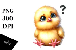 Watercolor Big Eyes Goofy Teeth Baby Chick Sitting Product Image 1