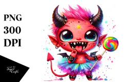 Adorable Demon with Lollipop PNG Product Image 1