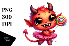 Adorable Demon with Lollipop PNG Product Image 1