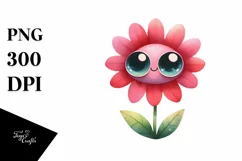 Simple Funny Flower with Big Eyes, Transparent PNG Product Image 1