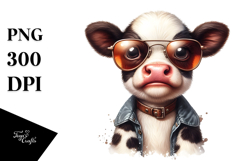 Funny Baby Cow with Sunglasses, PNG Product Image 1