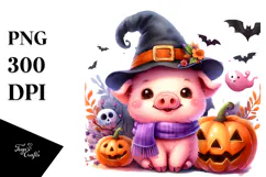 Cute Baby Pig Halloween PNG Product Image 1