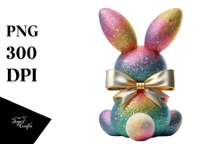 Colorful Sitting Bunny PNG Product Image 1