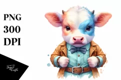colorful Cow with Belt PNG Product Image 1
