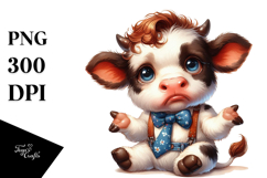 Baby Cow with Bow and Tie, High-Res PNG Product Image 1