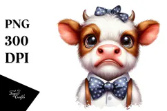 Baby Cow with Bow and Tie, High-Res PNG Product Image 1