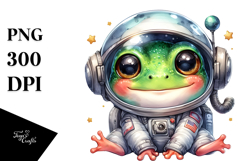 Cute Baby Frog with Astronaut Helmet, PNG Product Image 1