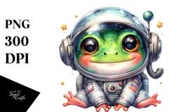 Cute Baby Frog with Astronaut Helmet, PNG Product Image 1
