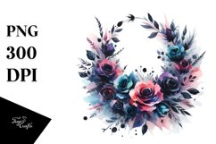 Abstract Whreath Black Roses Clipart Product Image 3