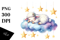 Cloud Stars Lamb Clipart Product Image 1