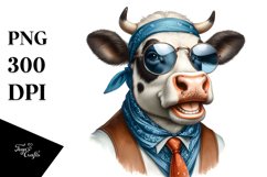 Cow Cow Portrait with Fancy es | Summer Clipart Product Image 1