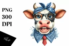Cow Cow Portrait with Fancy es | Summer Clipart Product Image 3