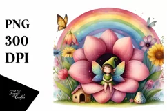 Fairy House, Large Flower, Striking Rainbow | Clipart Product Image 1