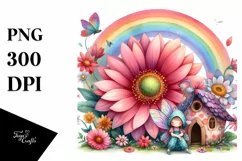 Fairy House, Large Flower, Striking Rainbow | Clipart Product Image 3