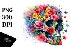 Vibrant Skull Made of Spring Flowers PNG Product Image 1