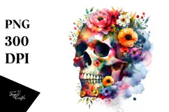 dFloral Skull Painting PNG Product Image 1