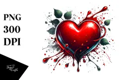 Red Glossy Heart Digital Painting PNG Product Image 1