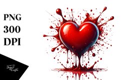 Red Glossy Heart Splash PNG Product Image 1
