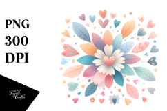 Colorful Boho Flower with Heart Petals PNG Product Image 1