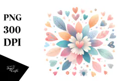 Colorful Boho Flower with Heart Petals PNG Product Image 1