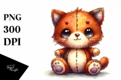 Colorful Baby Old Plush Cat | Clipart Product Image 1