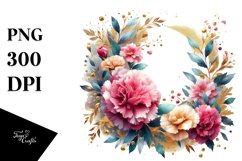 Vibrant Horizontal Frame with Small Carnation | Sublimation Product Image 3