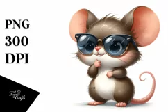 Funny Baby Mouse Standing Watercolor Clipart Product Image 3