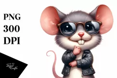 Funny Baby Mouse Standing Watercolor Clipart Product Image 1