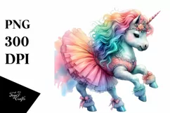 colorful Unicorn Wearing Tutu PNG Product Image 1
