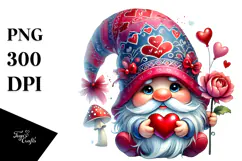 Valentines Gnome with Heart Sunglasses PNG Product Image 1