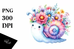 Snail Pastel Crown Roses Daisies | Sublimation | Clipart Product Image 3