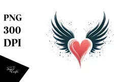 Simple Heart with Wings, High-Res PNG Product Image 1