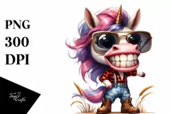 A Baby Unicorn with Sunglasses Clipart Product Image 1