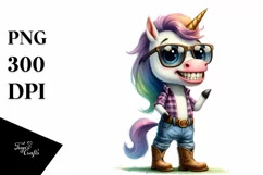 Humorous Unicorn with Sunglasses and Farm Jeans | Product Image 1