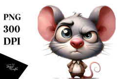 Exaggerated Cartoon Mouse with Sparkling Eyes PNG Product Image 1