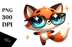 Cute Cartoon Fox with Oversized Sunglasses PNG Product Image 1