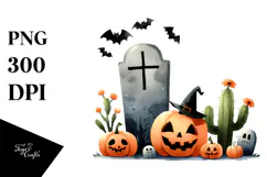 Simple Funny Halloween Clipart with Tombstone, High-Res PNG Product Image 1
