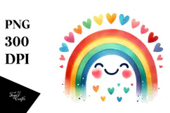 Colorful Baby Rainbow with Hearts PNG Product Image 1
