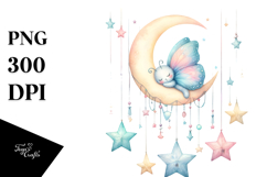 butterfly moon stars clipart Product Image 1