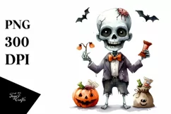 Watercolor Style Undead Funny Halloween Clipart Product Image 3