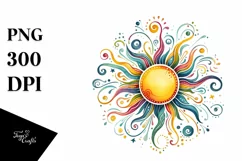 Colorful Watercolor Wimsical Sun, Vibrant Butterfly Clipart Product Image 3