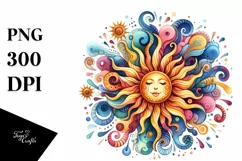 Colorful Watercolor Wimsical Sun, Vibrant Butterfly Clipart Product Image 1