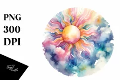 Colorful Abstract Pastel Sun | Sublimation Clipart Product Image 3