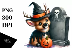 cute Baby Elk Halloween Grave | Sublimation | Clipart Product Image 1