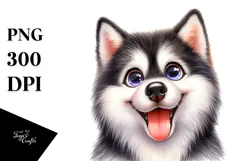 Happy Cute Husky with Big Eyes PNG Product Image 1
