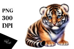 Digital Baby Tiger PNG Product Image 1