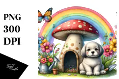 Dog House, Large Mushroom, Striking Rainbow | Clipart Product Image 1